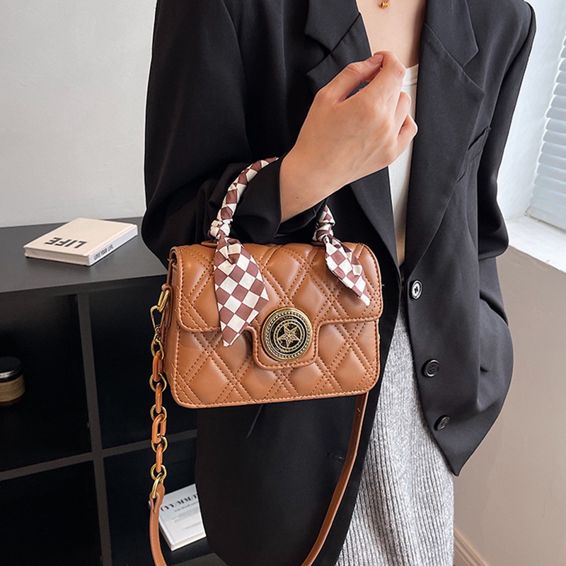 Ielgy Túi Đeo Chéo Nhỏ Hình Vuông Họa Tiết Kim Cương Đa Năng Cho Nữ