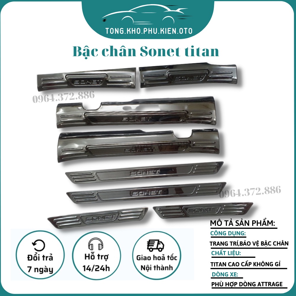 Ốp bậc cửa, nẹp bước chân xe Kia SONET 2021- 2022 - Hàng titan cao cấp