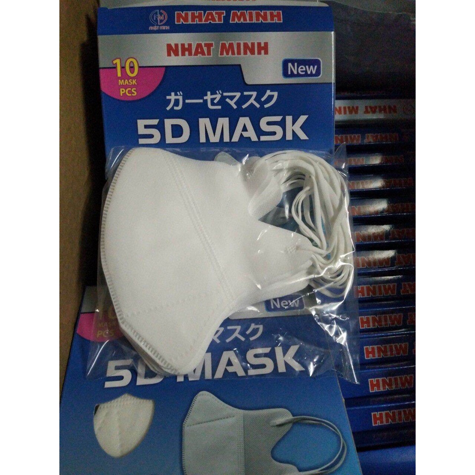 Khẩu Trang 5D Mask Nhật Minh Hộp 10 Chiếc Dày 3 Lớp Vải Không Dệt ôm Sát,Kháng Khuẩn -- GIÁ TẠI XƯỞNG