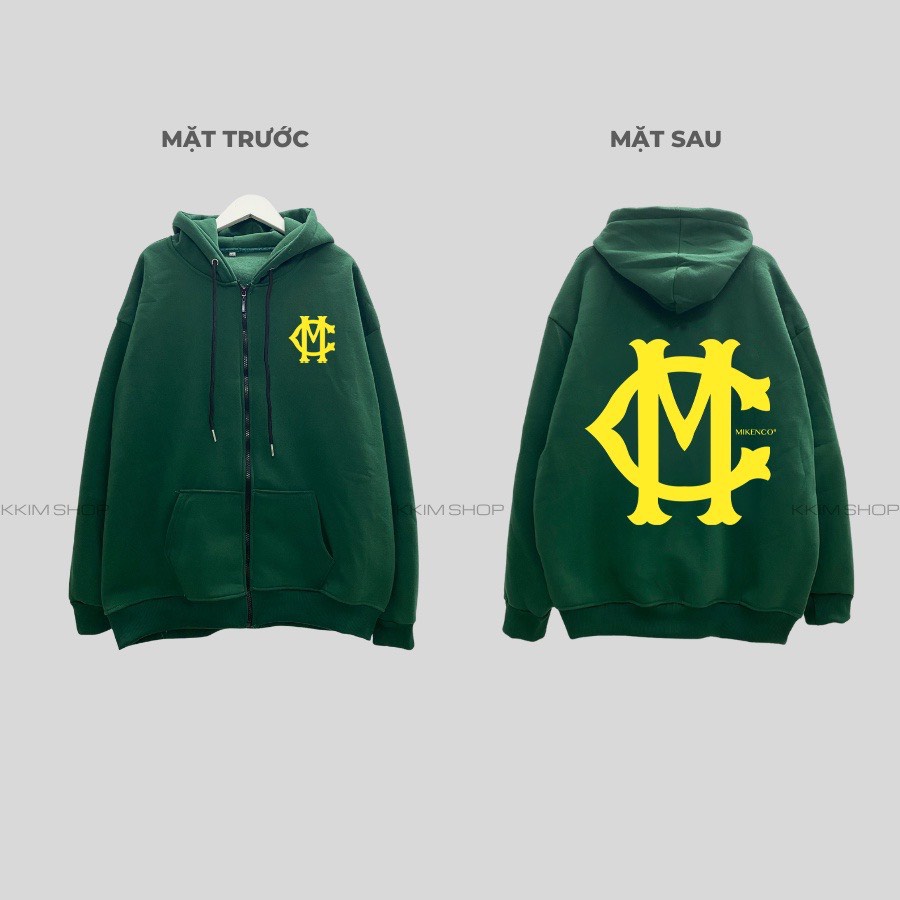 Áo Hoodie MIKENCO, Áo Nỉ Xanh Lá In Chữ MC Unisex Nam Nữ Form Rộng Chất Liệu Nỉ Bông Cao Cấp Phong Cách Hàn Quốc