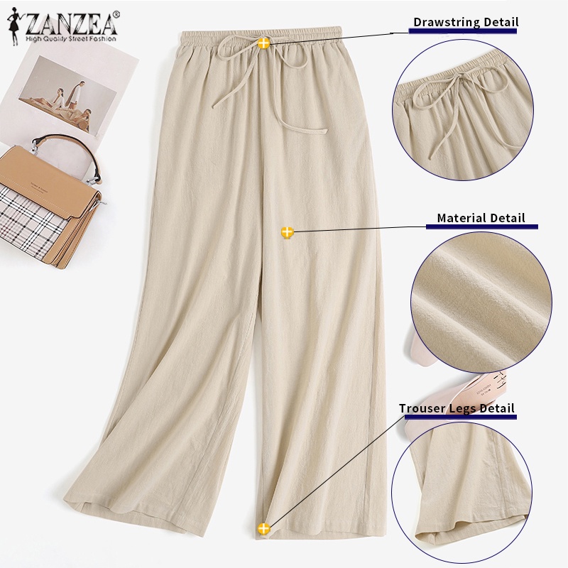 Quần dài ống rộng Zanzea phong cách Hàn Quốc thời trang năng động cho nữ