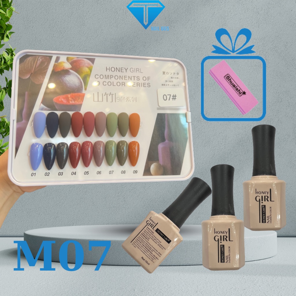 Sơn sét , Sơn móng tay gel Honey Girl , sét 9 màu chính hãng ,tặng bảng màu