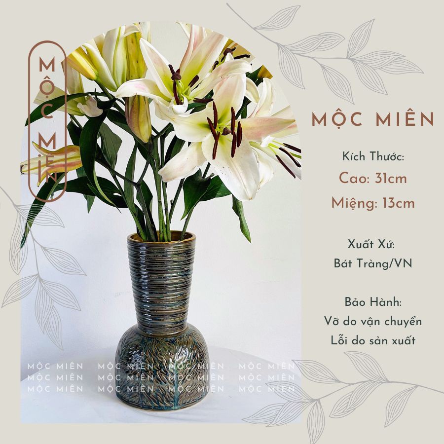 Lọ Hoa men hỏa biến men Ánh Bạc nhiều mẫu Gốm Mộc Miên, bình hoa trang trí decor gommocmien Bát Tràng