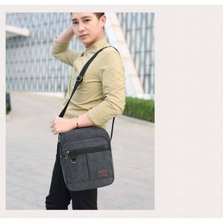 Túi đeo chéo vải bố nhiều ngăn đa năng