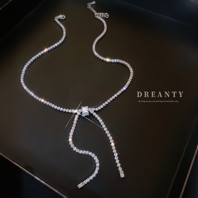 Dây Chuyền Mặt Nơ Đính Đá Zircon Sang Trọng Thời Trang