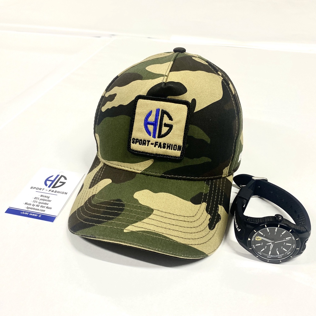 Mũ Thời Trang Nam Kiểu Lưỡi Trai Camo Họa Tiết Rằn Ri Phong Cách Quân Đội Nón Kết Vải Kaki Loại Dày Đứng Dáng Sâu Lòng