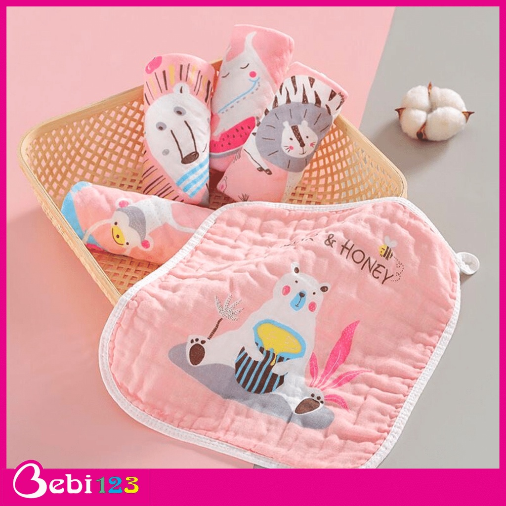 Set 5 khăn tay 3 Màu Cao Cấp, khăn sữa, khăn mặt Kiluta 6 lớp dày mịn 30x30cm cho bé