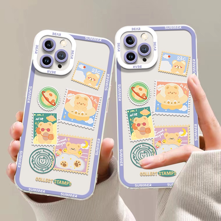 Ốp Điện Thoại Silicon TPU Mềm Trong Suốt Hình Gấu Chống Sốc Cho IPhone 14 13 Pro Max 11 12 6S 7 8 14 Plus X XS XR