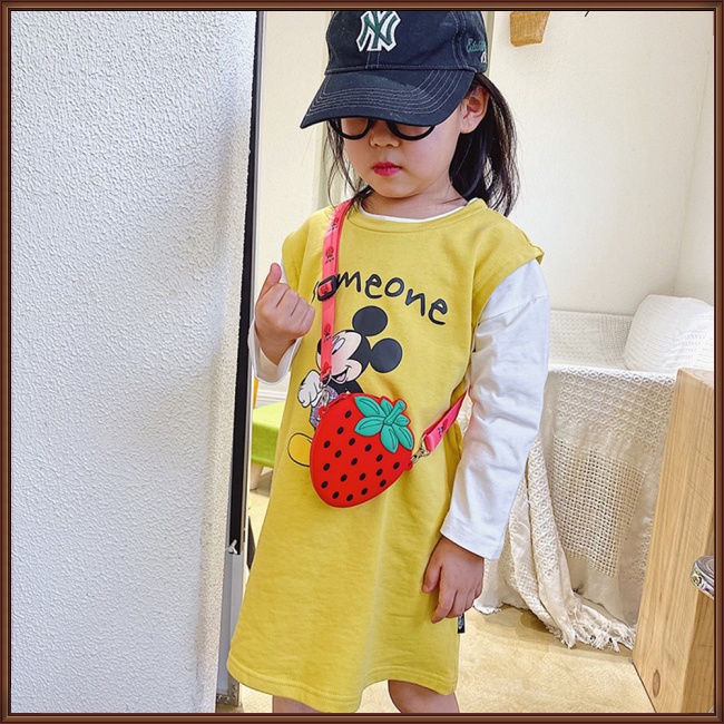 Túi Đeo Chéo Bằng Silicon Họa Tiết Trái Cây Hoạt Hình Dễ Thương Cho Bé