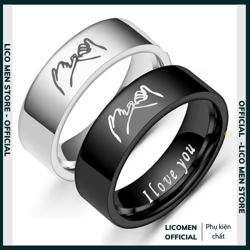 Nhẫn cặp đôi nam nữ thép titan bằng thép không gỉ khắc laze I LOVE YOU kích thước 8mm NN03