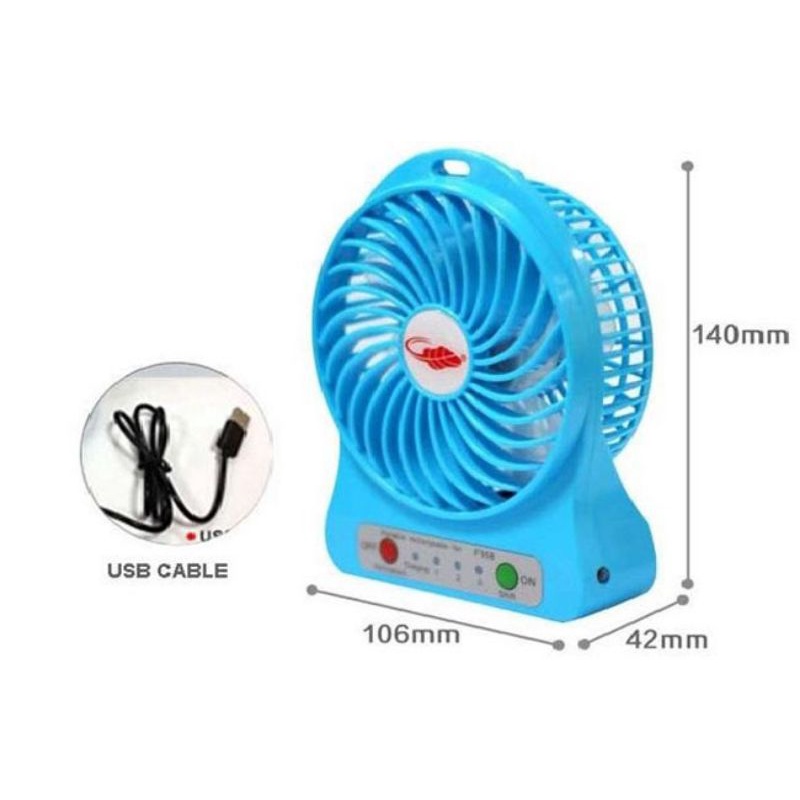 Quạt mini cắm sạc tích điện thân ngắn đủ hộp
