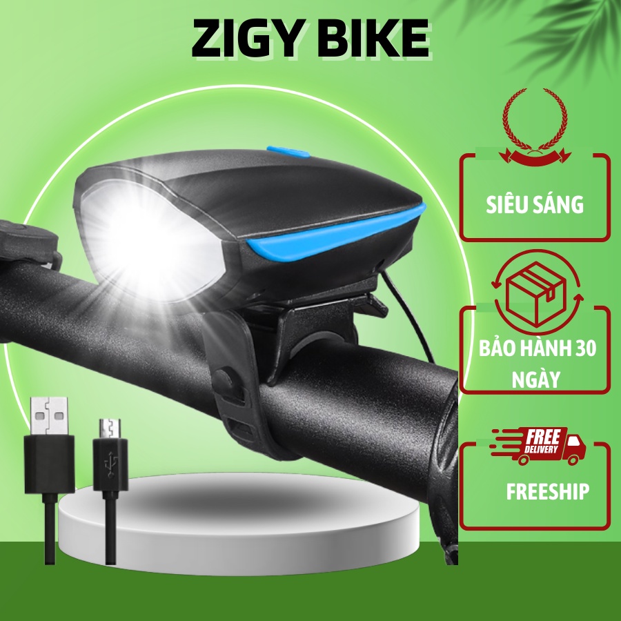 Đèn xe đạp siêu sáng,xe đạp thể thao có còi chống nước DC001 ZIGY BIKE
