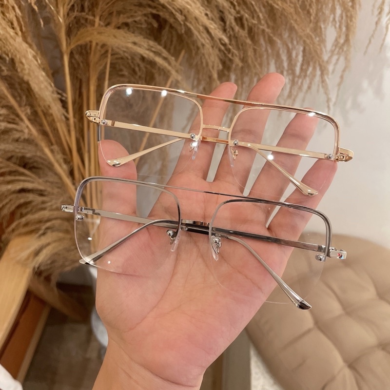 Kính mát nam nữ vuông bầu, khung kính 2 cầu kim loại mã 3298 chống ánh sáng xanh, UV400  Jolie eyewear