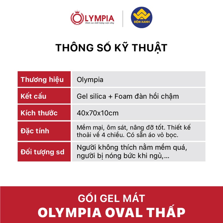 Gối gel mát Olympia oval 40x70x10