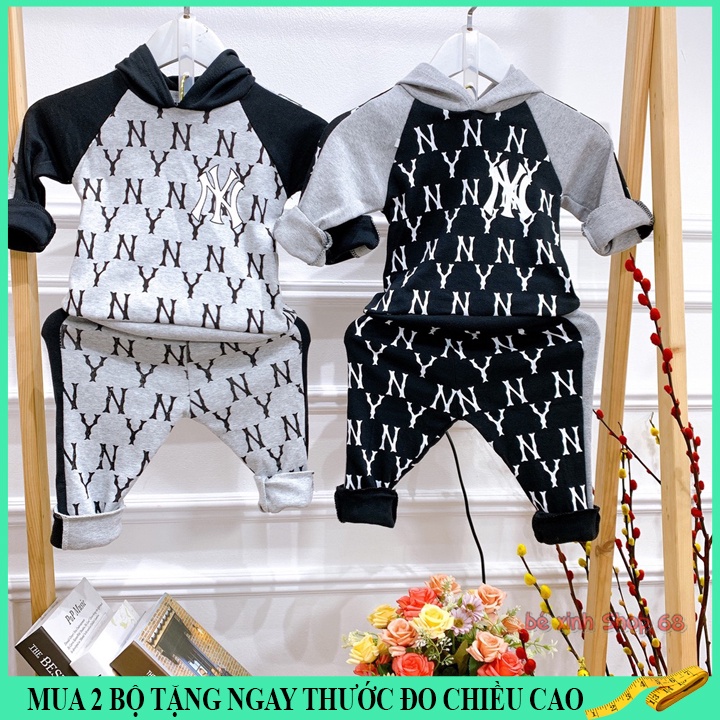 Set bộ thu đông cho bé 8-18kg, bộ dài tay cho bé trai bé gái 1-7 tuổi NY có mũ ,chất dày dặn, đương may đẹp.NY68