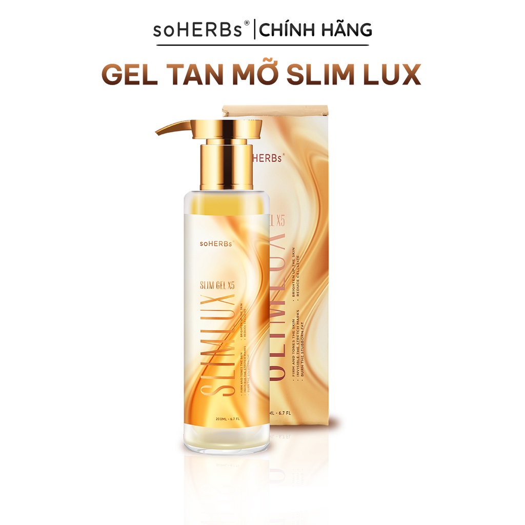 Kem tan mỡ SOHERBS Slim Lux Slim Gel X5 loại bỏ vùng mỡ thừa, tạo vóc dáng săn chắc khỏe đẹp 200ml