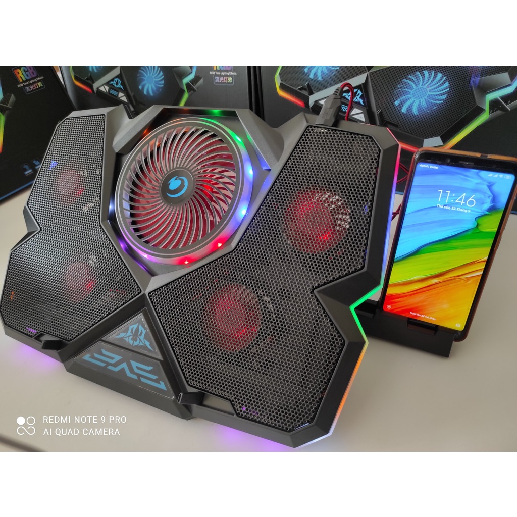 Đế Tản Nhiệt Laptop 5 Quạt Cao Cấp Có Led SIêu Mạnh Siêu Mát