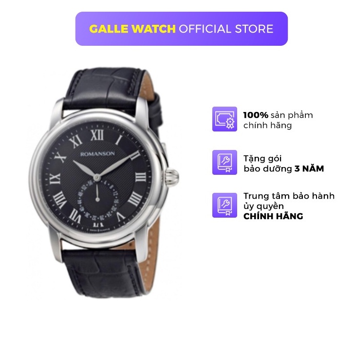 Đồng hồ Romanson Men Watch TL4255JMWBK nam máy Thụy Sĩ mặt kính chống xước dây da cao cấp chính hãng