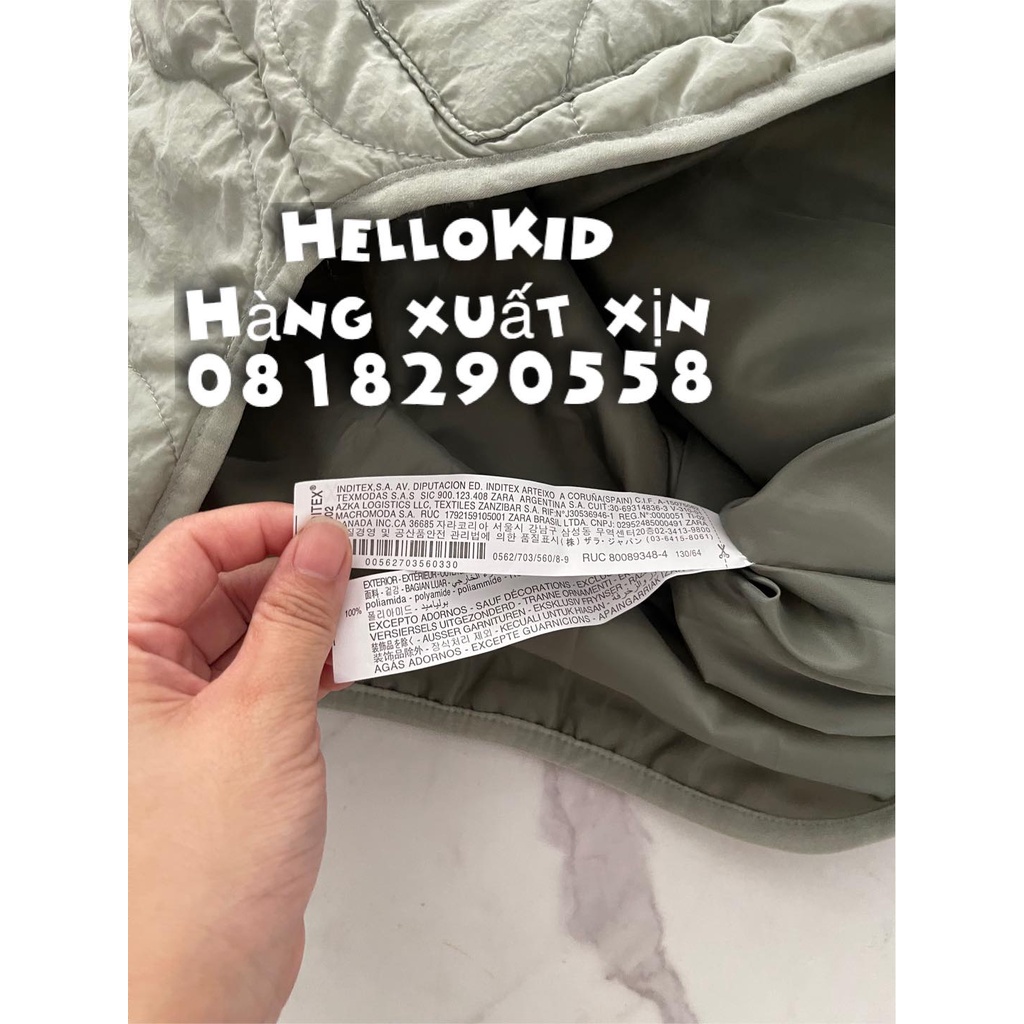 A644 - Áo khoác gile phao trần bông xanh mint cho bé