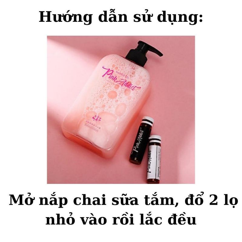 Sữa tắm dưỡng da trắng da, sữa tắm Pink Addict tự pha 420ml