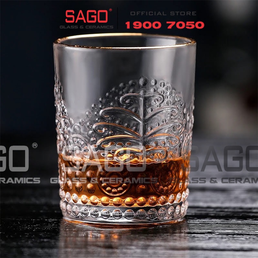 Ly Thuỷ Tinh Deli Vintage Rock Glass 300ml | Tùy Chọn Họa Tiết