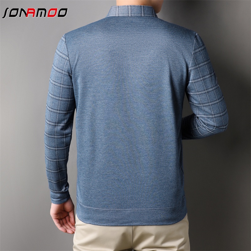 Áo Thun Nam Dài Tay Cổ Bẻ Giả Hai Lớp Màu Sắc Thời Trang