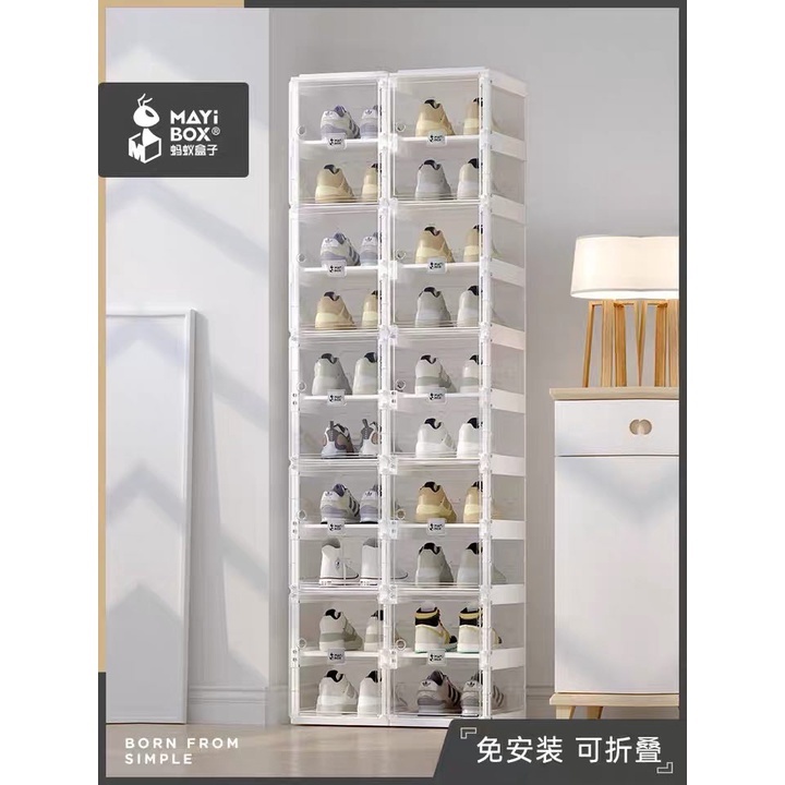 Tủ Nhựa Đựng Giày Dép Trong Suốt Dáng Gấp Gọn Antbox, Kệ Để Đồ Đa Năng, Nắp Nhựa Cứng , Giá Để Boot, Cao Gót Tốt