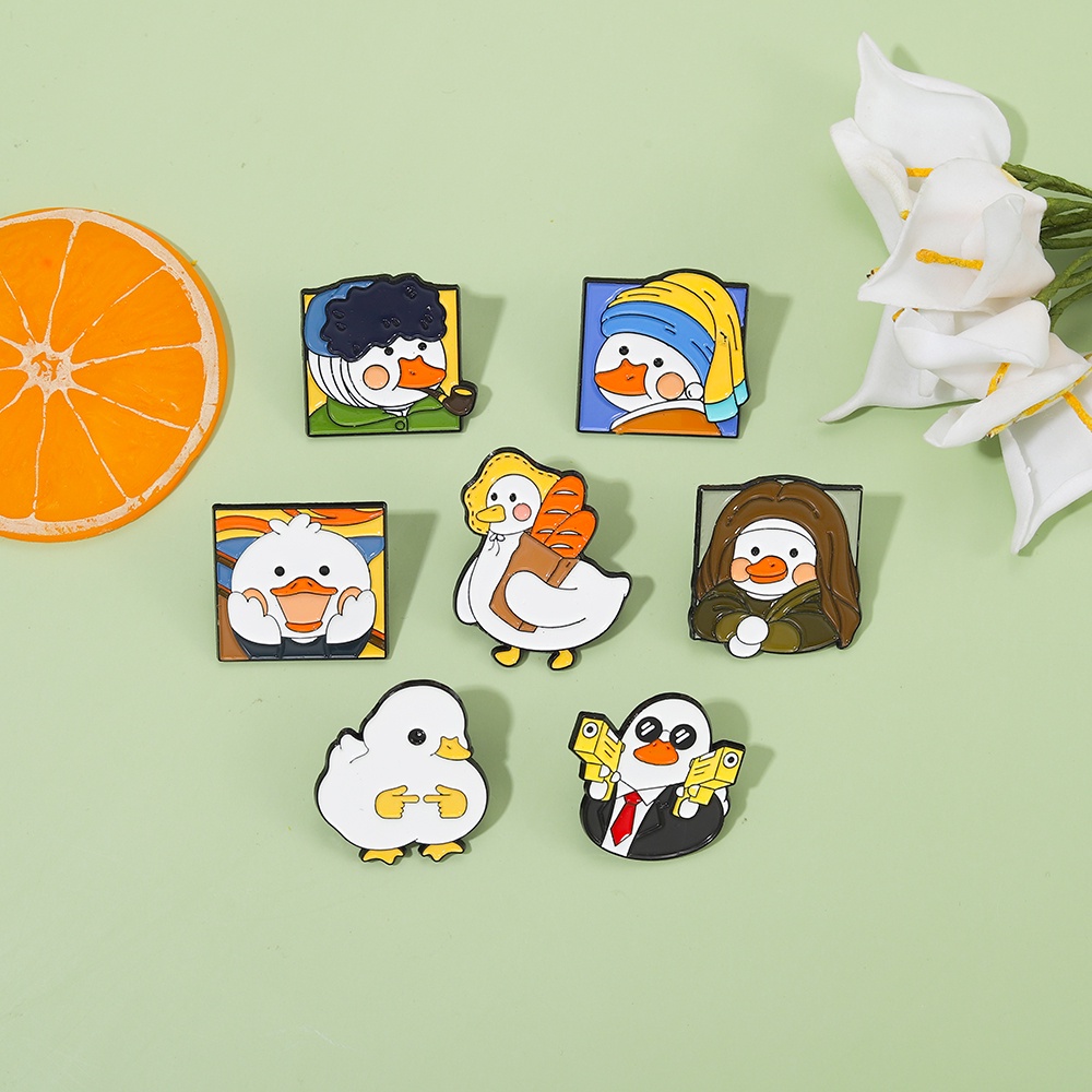 Ghim cài áo trang trí Qihe Jewelry hình vịt hoạt hình đáng yêu