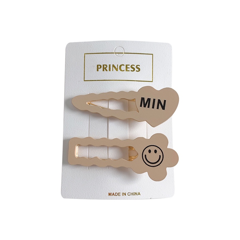 Kẹp Tóc Màu Cà Phê Họa Tiết Mặt Cười Hoạt Hình Dễ Thương Cho Nữ