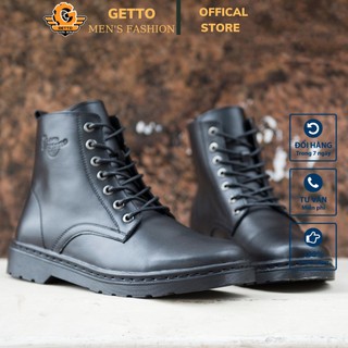 Giày da nam cao cổ DR.Martens 3556 đen trơn cao cấp, giày nam boots tăng chiều cao 5cm đủ size - Tặng Lót, tất