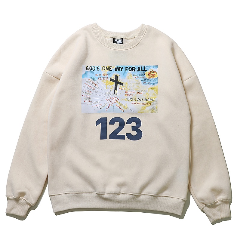 Áo Hoodie Tay Dài Cổ Tròn In Chữ Kanye 123 Thời Trang