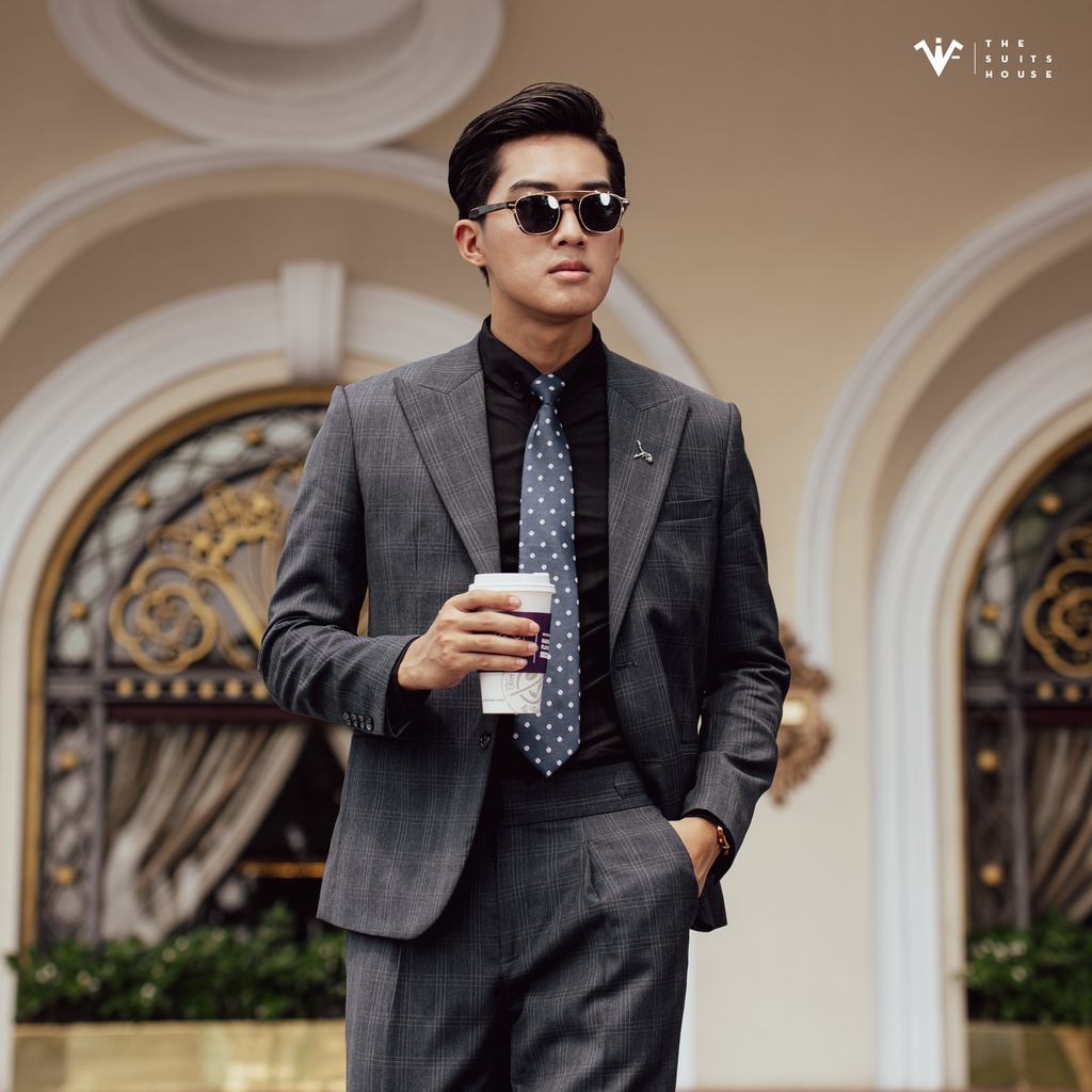 Bộ vest xanh kẻ ô, suits sartorial, chuẩn form The Suits House