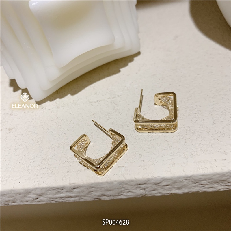Bông tai nữ chuôi bạc 925 Eleanor Accsessories hình vuông phụ kiện trang sức 4628
