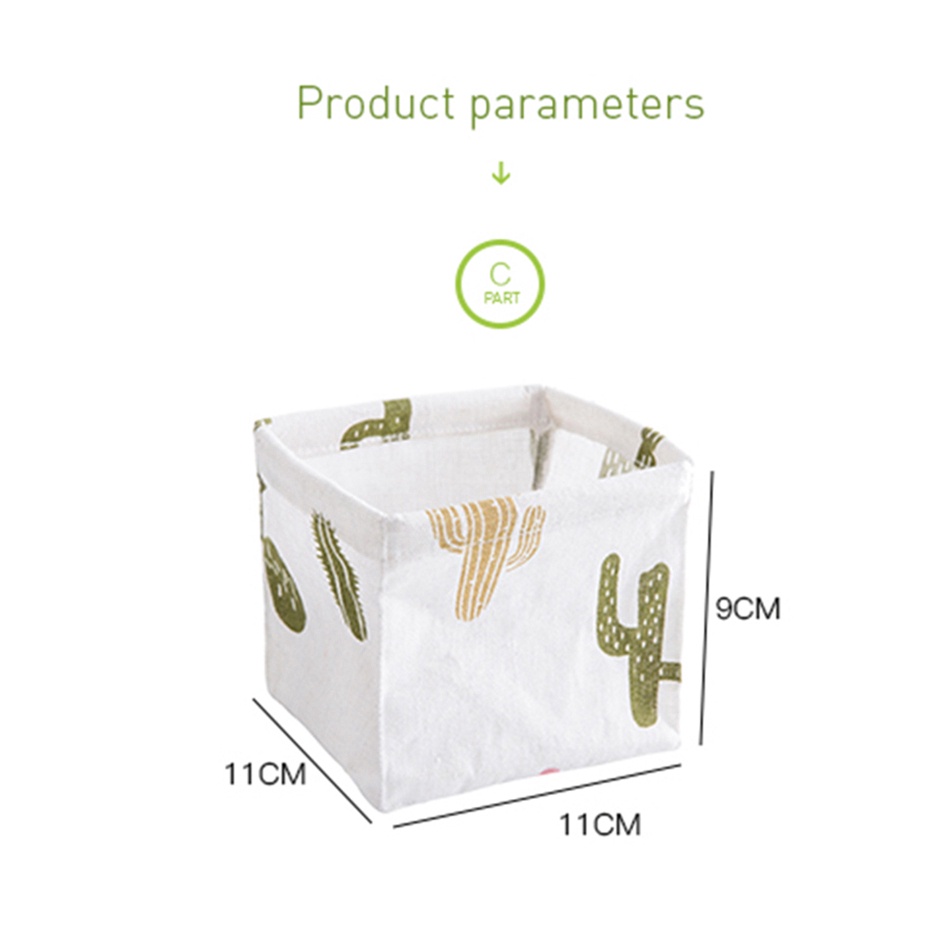 Giỏ Đựng Đồ Để Bàn Bằng Vải Lanh Cotton Họa Tiết Kẻ Sọc Có Thể Gấp Gọn