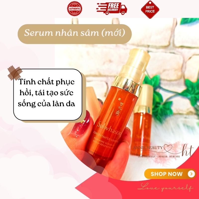 Serum nhân sâm SULWHASOO CONCENTRATED GINGSENG RENEWING SERUM 5ML, tinh chất dưỡng trẻ hóa da mạnh mẽ, giúp da săn chắc
