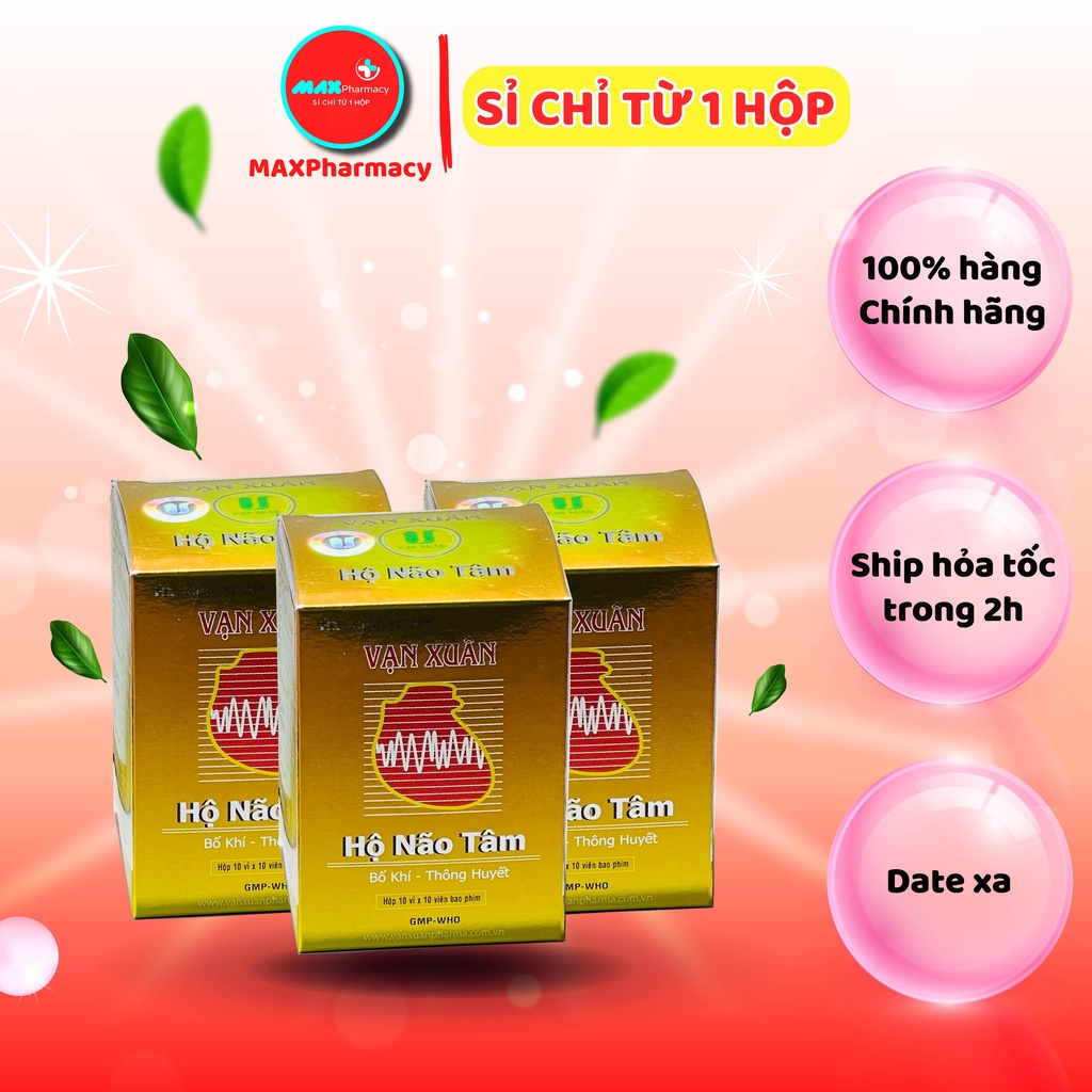 Viên uống Hộ Não Tâm VẠN XUÂN Bổ khí Hoạt huyết Cải thiện tuần hoàn Hộp 100 viên bao phim - Maxpharmacy