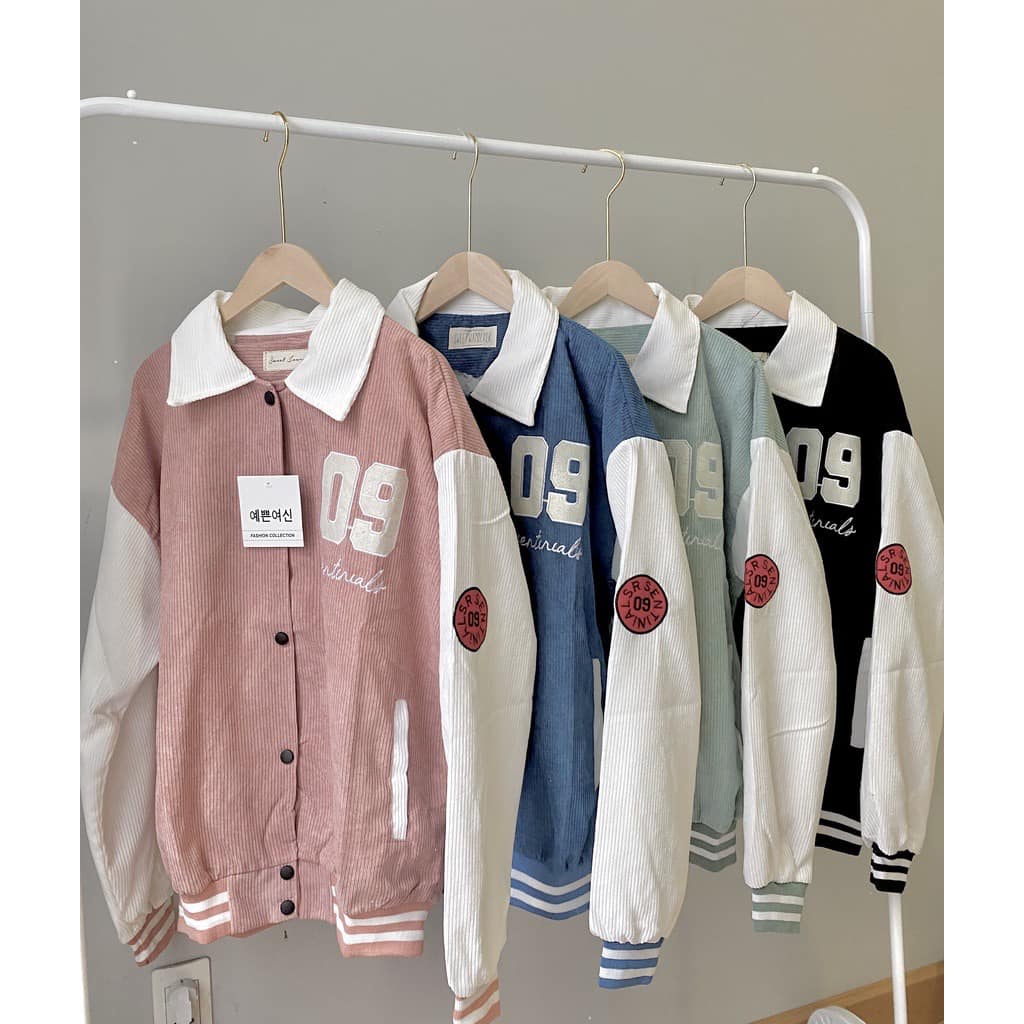 Áo Khoác Bomber 2 lớp chất nhung tăm lót dù bên trong form to số 09