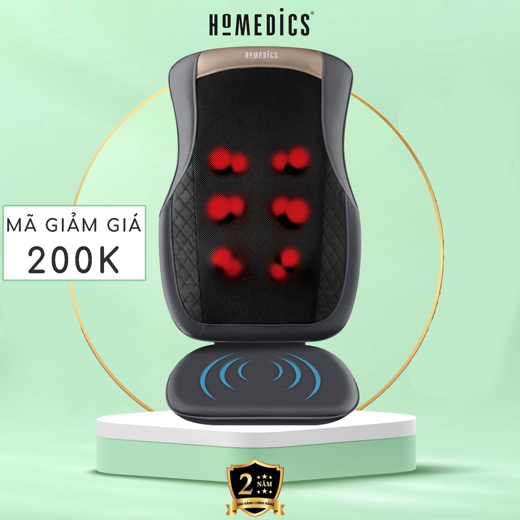 Đệm ghế massage lưng nhiệt rung Shiatsu 3D HoMedics MCS-624 HTBeauty sử dụng pin sạc, dùng được trên Oto