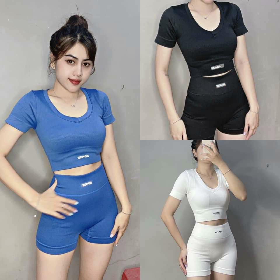 [XÃ KHO ] BỘ CROPTOP BOTEE ĐÙI LOGO IN