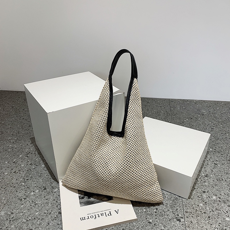 Túi Cói Đeo Vai Cỡ Lớn Thiết Kế Đơn Giản Thời Trang Đi Biển Xinh Xắn