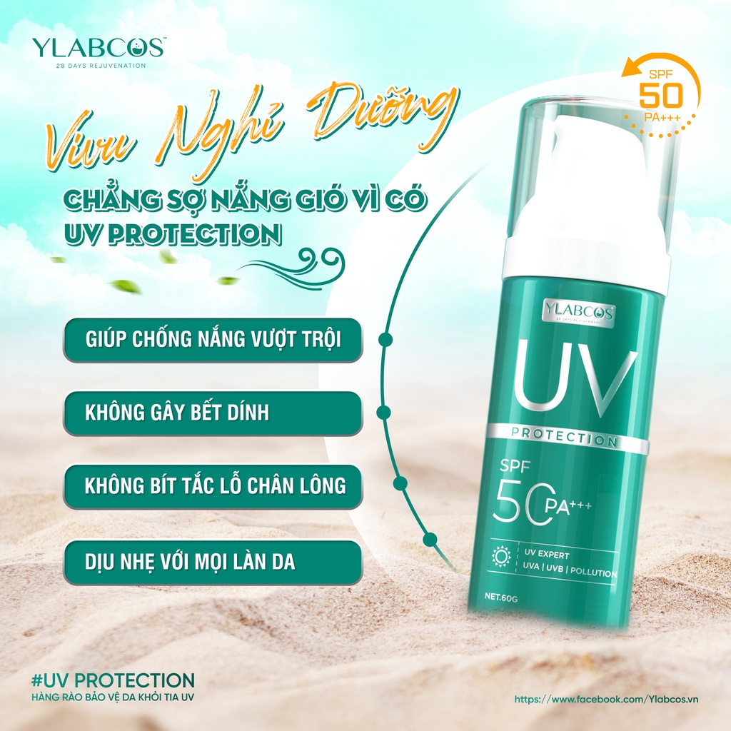 Chống Nắng Đa Tầng Uv Protection Ylabcos Hộp 60g,Giúp chống nắng,dưỡng trắng da,Dưỡng Ẩm,mờ thâm, SPF 50PA+++