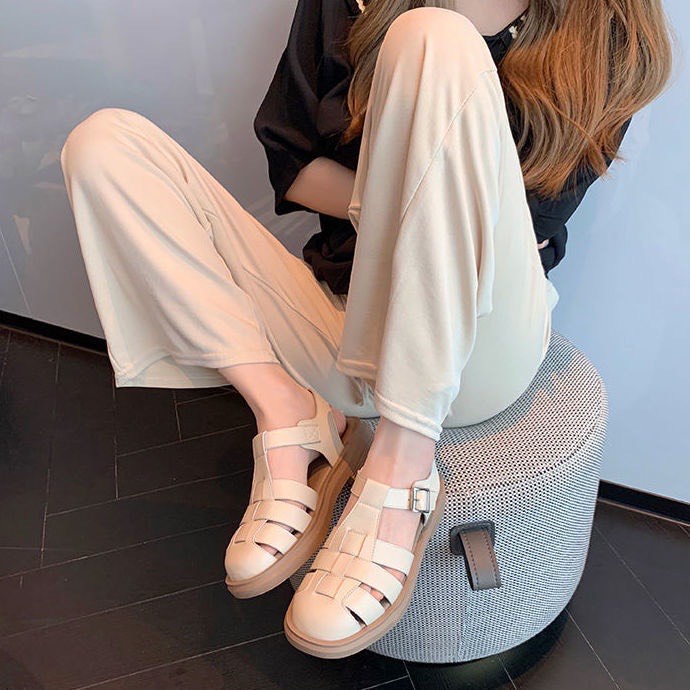 Xả kho 3 ngày:Giày sandal nữ rọ chiến binh đan 3 bản mũi tròn ZINZIN3456