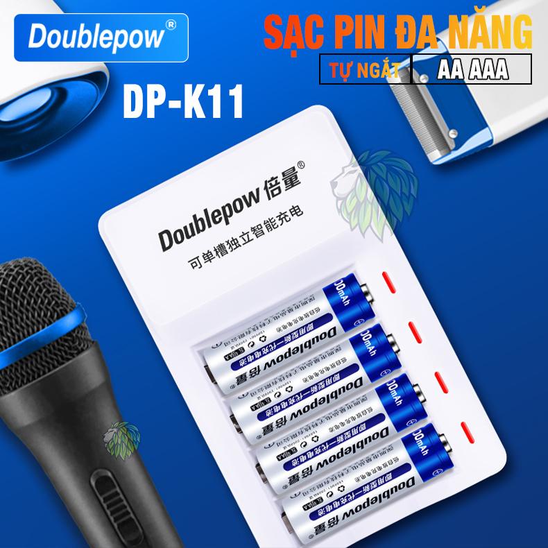 Bộ sạc pin AA AAA DP-K11 Tự Ngắt Doublepow Dành Cho Pin Sạc Micro Không Dây,  Đồ Chơi Điện Tử, Chuột máy tính