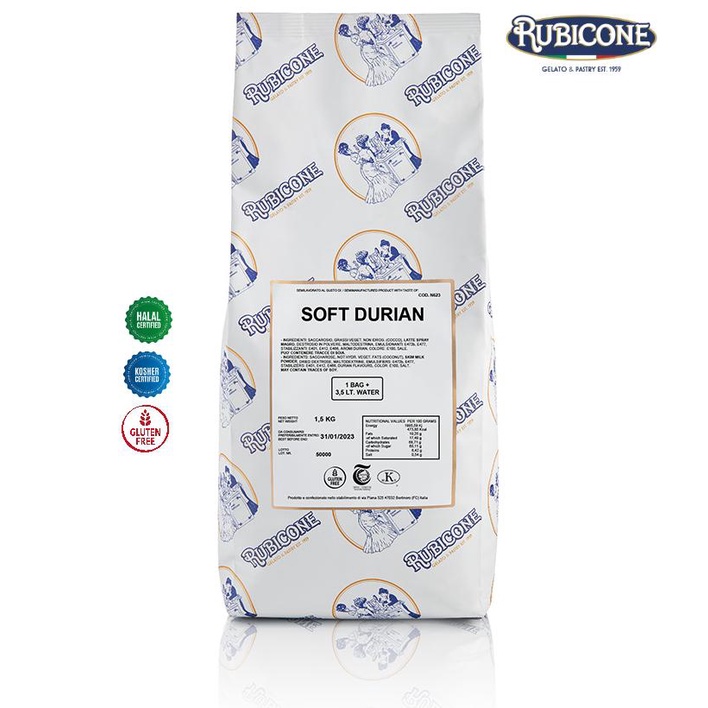 Túi 1,5kg Rubicone Soft Durian - Bột làm kem tươi, gelato vị Sầu riêng