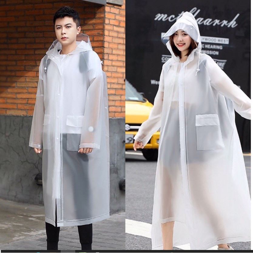 Áo Mưa Trong Suốt Kiểu Dáng Thời Trang Có Khóa Kéo,Nút Cài Và Có Nón Bảo Vệ Che Mưa Cực Tốt
