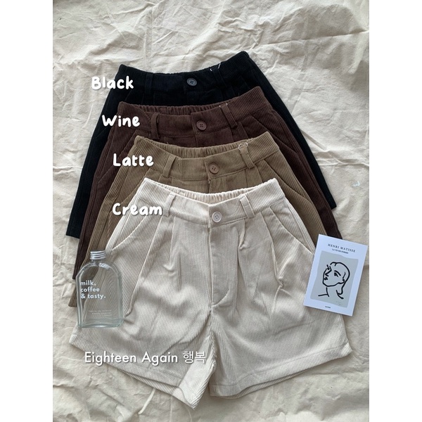 Quần short nhung basic (ảnh thật / 18again)
