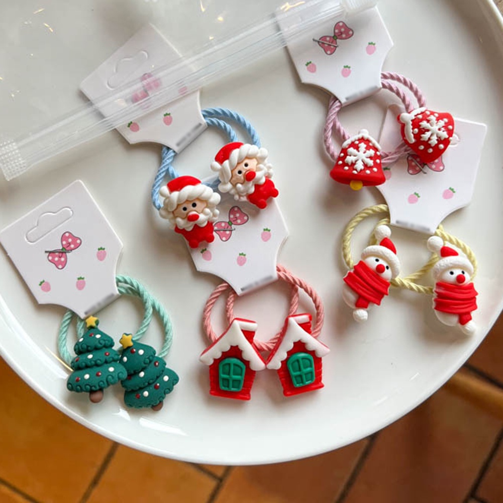 Set 5 Băng Đô Cài Tóc Co Giãn Hình Tuần Lộc Giáng Sinh Dễ Thương Cho Bé Gái