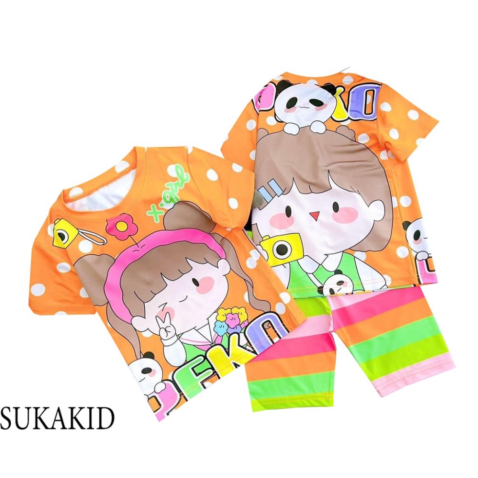 ( Km ) Bộ quần áo hinh bé dắt thỏ karo doremom. bé gấu máy ảnh 6kg đên 40kg.GN010.