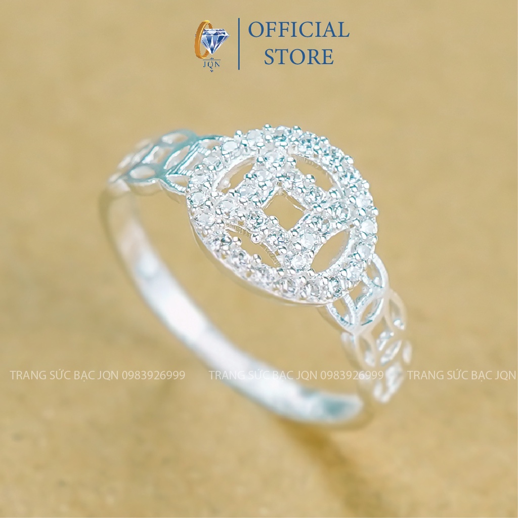 Nhẫn Bạc Nữ JQN Nhẫn Kim Tiền Đính Đá N58