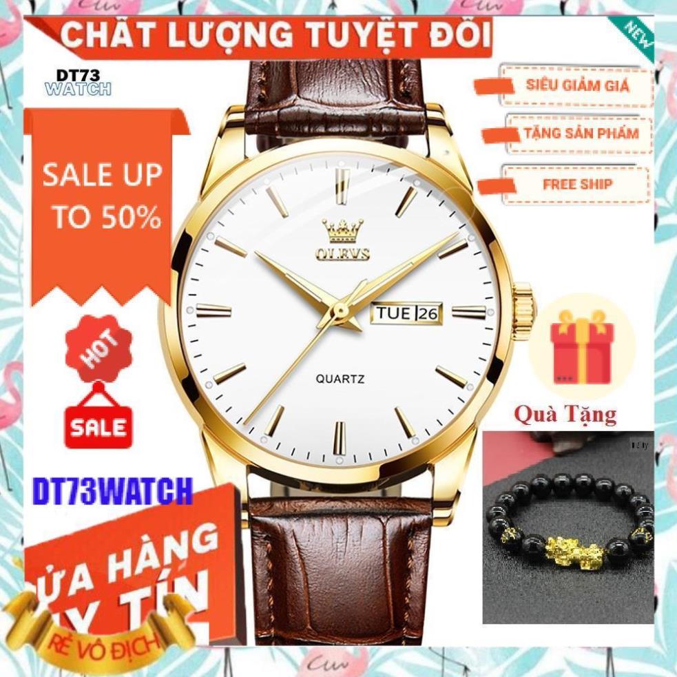 Đồng hồ nam OLEVS Nhật Bản,Chống nước,Chống Xước,Đồng hồ chạy pin,dạ quang,Dây da cao cấp,BH 12th
